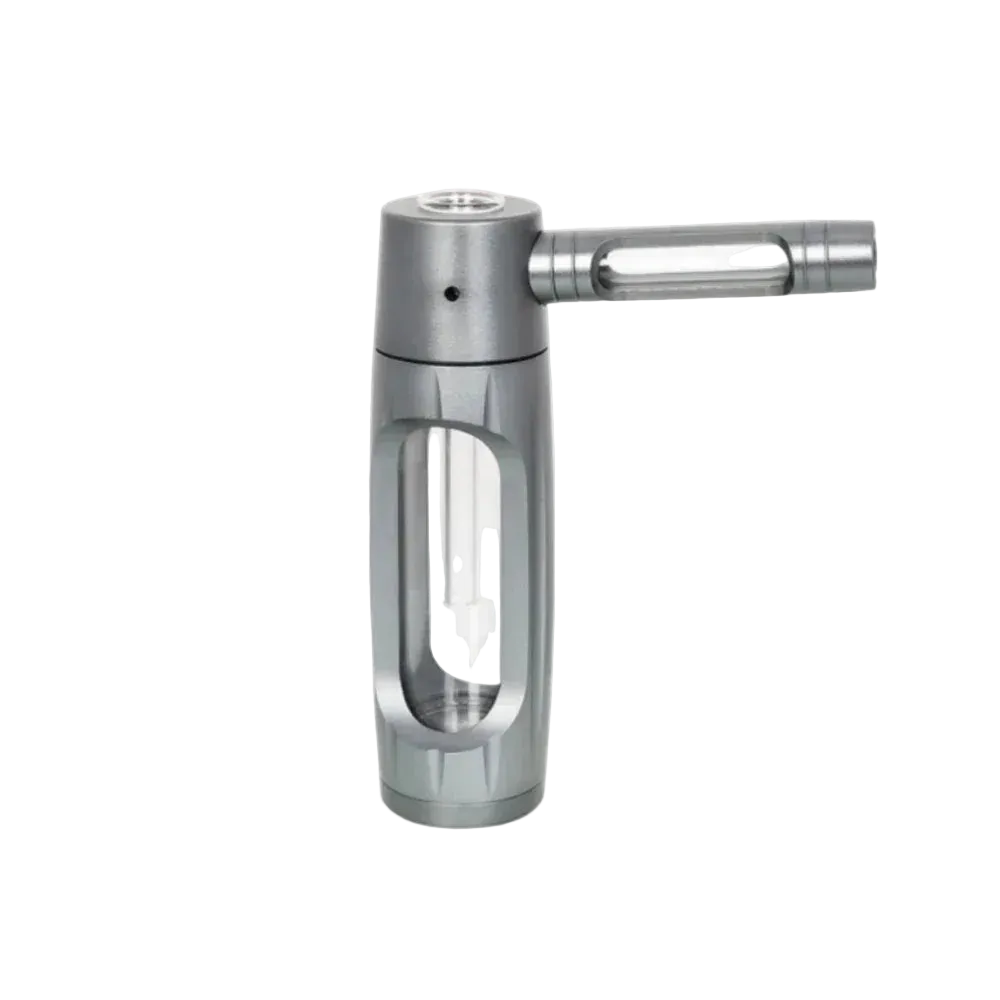 Chrome silver metal hookah kit with premium frosted finish, modern design, durable construction, portable shisha