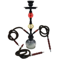 Metal hookah charcoal holder heat management device complete set with glass base, triple hoses, all accessories included