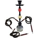 Metal hookah charcoal holder heat management device complete set with glass base, triple hoses, all accessories included