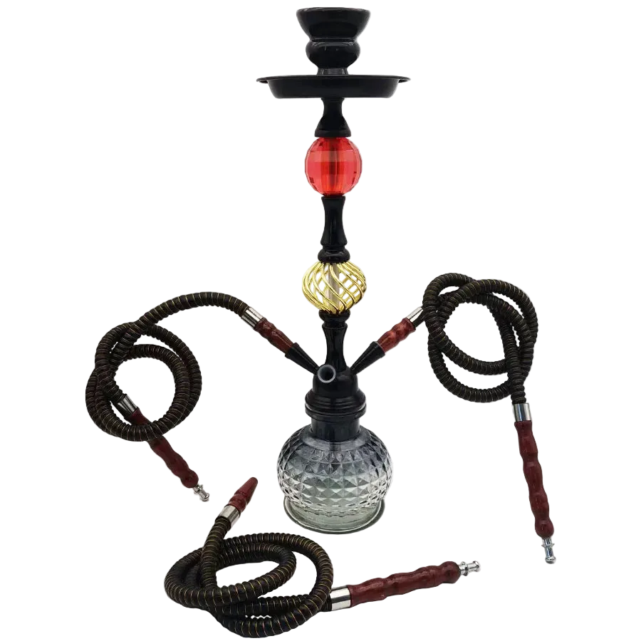 Metal hookah charcoal holder heat management device complete set with glass base, triple hoses, all accessories included