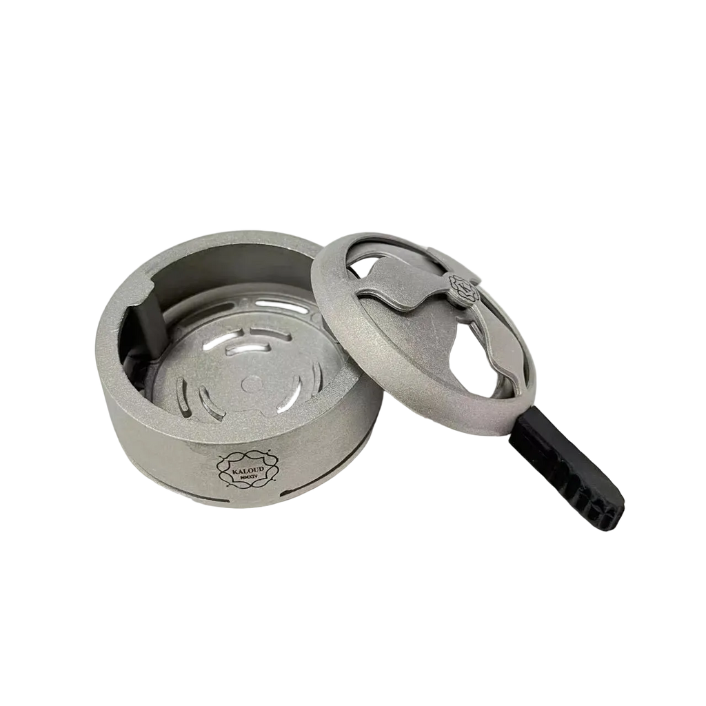 Metal hookah charcoal holder heat management device for precise temperature control with transparent background