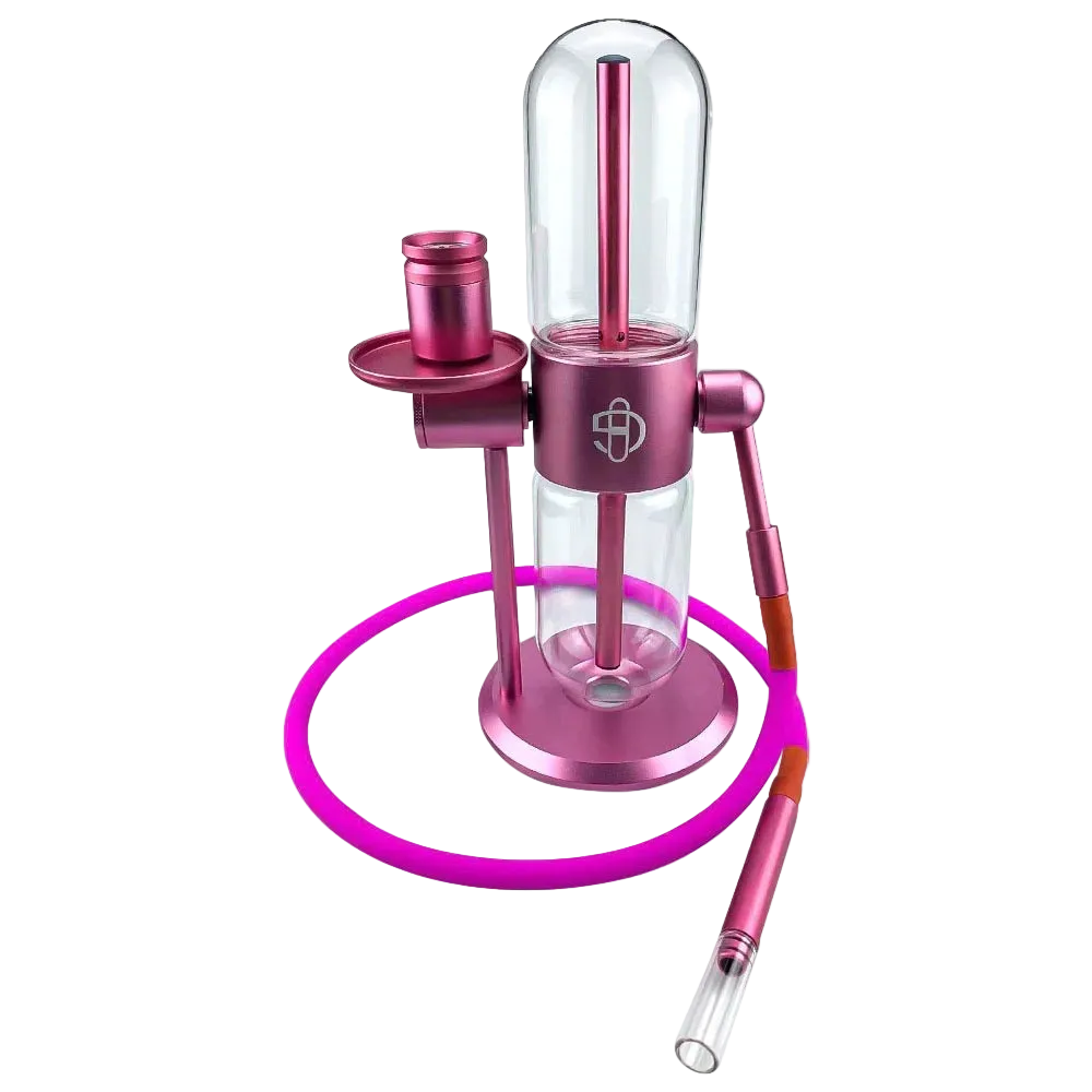 Pink gravity hookah premium aluminum and glass shisha set, 39cm compact design, modern colorful shisha for smooth sessions