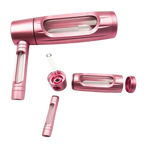 Pink metal hookah kit complete set with frosted finish, glass bowls, hose, all accessories, modern feminine design