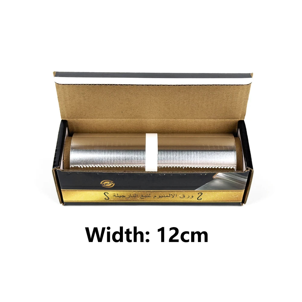 Premium hookah aluminum foil 15 meters, 12cm width with built-in saw blade cutter, 0.03mm professional thickness for small to medium bowls