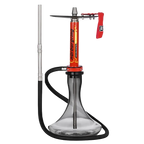 Red car hookah complete set with mirror-finish aluminum stem, crystal glass vase, premium hose, full assembly
