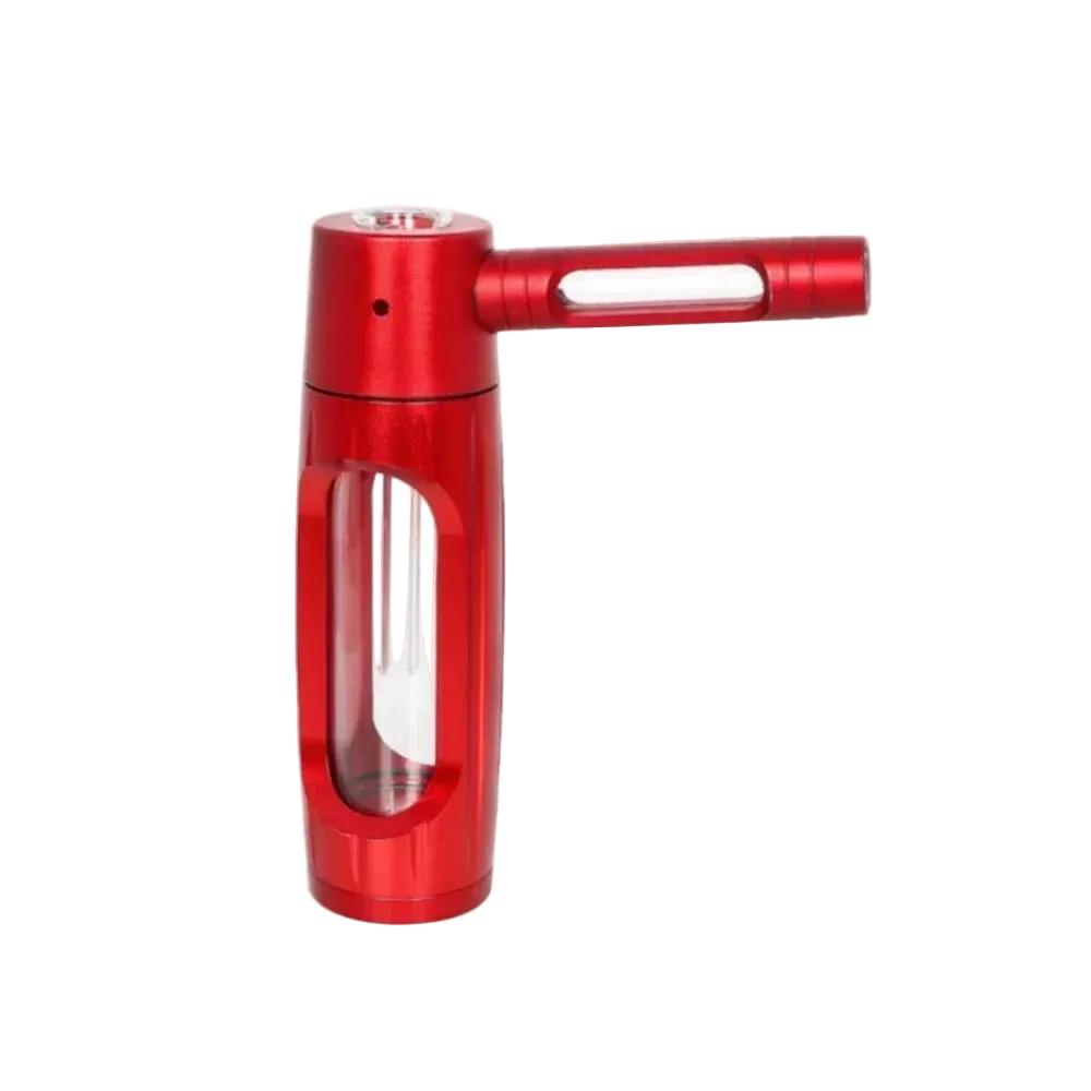 Red metal hookah kit with frosted finish, vibrant color, modern design, premium construction, compact shisha