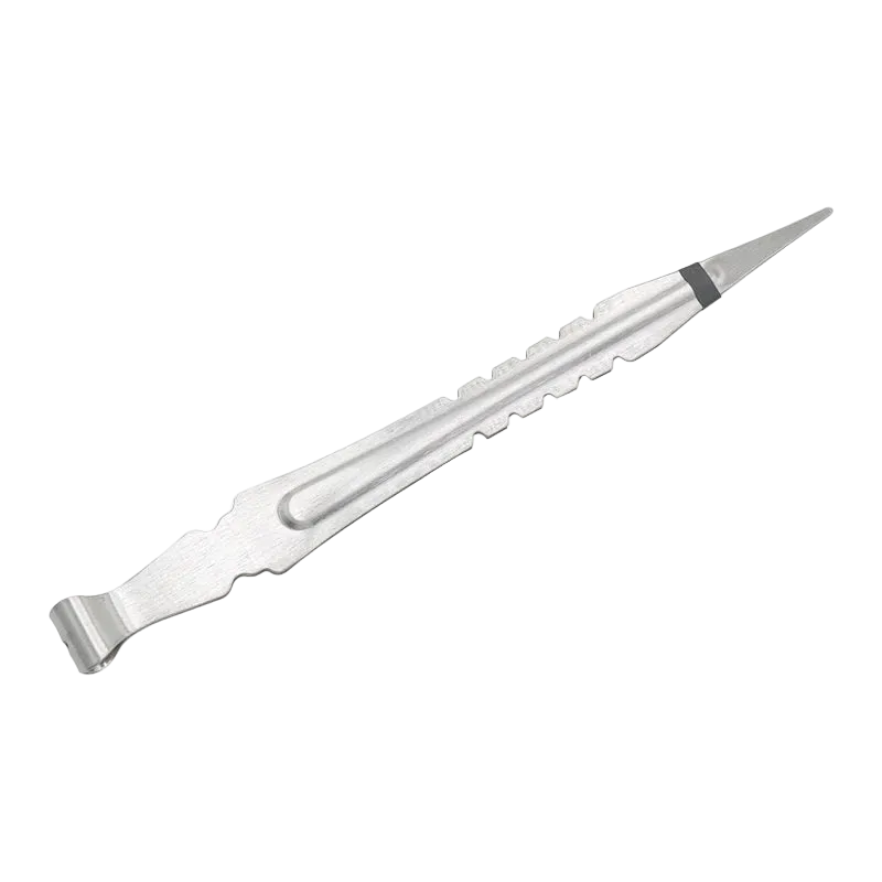 Silver stainless steel hookah charcoal tongs single piece side view, heat-resistant metal coal tongs with precision grip for shisha