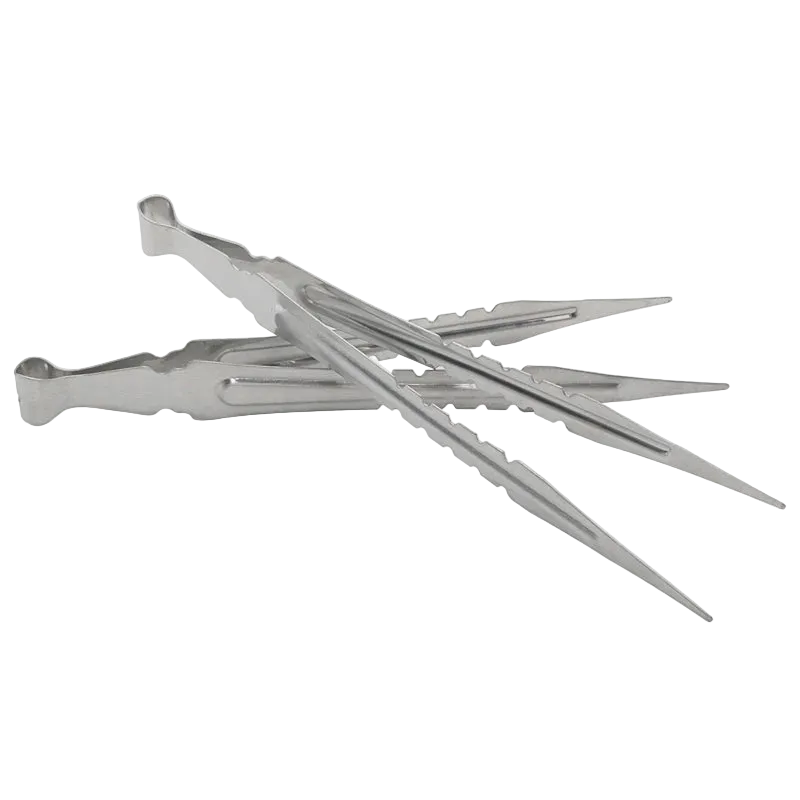 Silver stainless steel hookah charcoal tongs two pieces crossed display, heat-resistant metal coal tongs for safe shisha charcoal handling