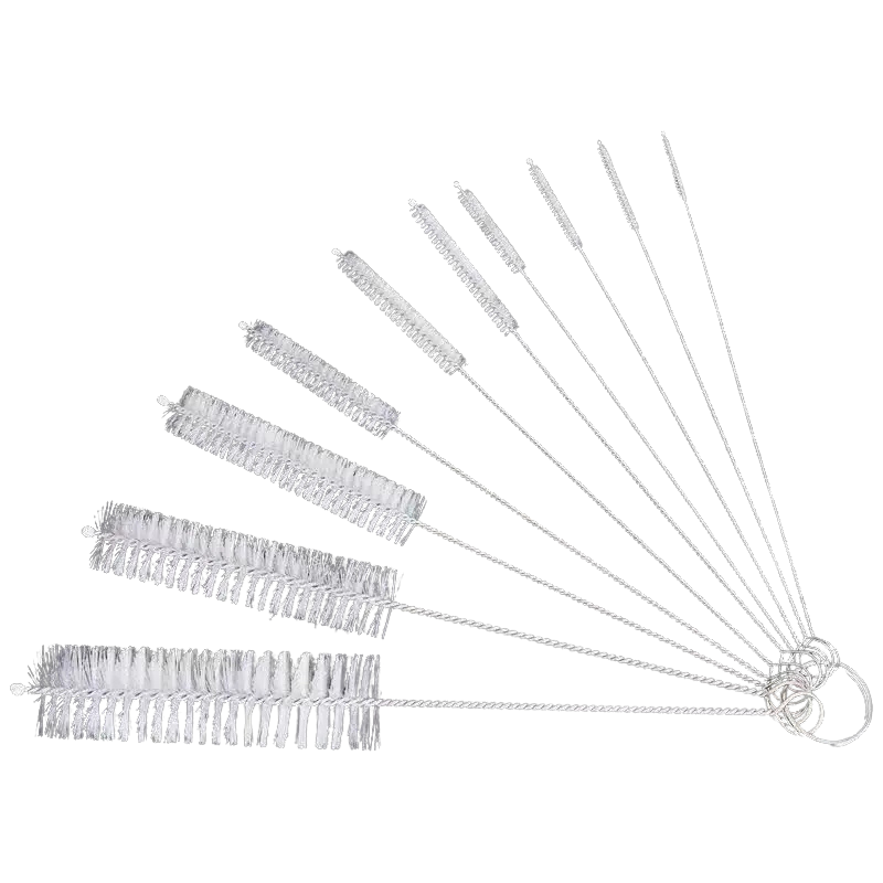 Complete 10-piece stainless steel cleaning brush set for hookah, glass pipes, smoking accessories. Multiple sizes, rust-resistant, eco-friendly