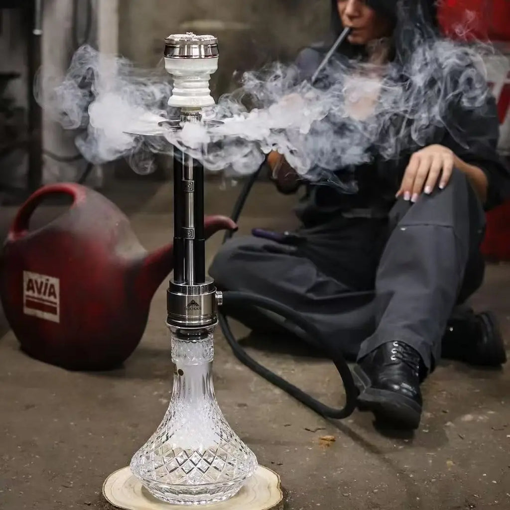 Large Terminator hookah side view, 30cm height stainless steel shisha set, corrosion-resistant premium construction for lifetime durability