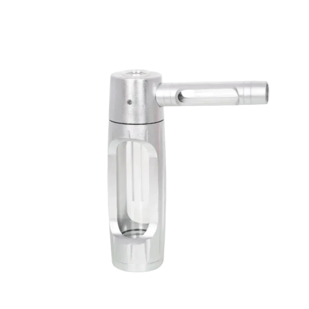 White silver metal hookah kit with frosted finish, modern sleek design, premium construction, compact shisha