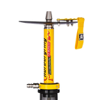 Yellow gold car hookah side angle view, mirror-finish aluminum alloy stem, crystal glass vase, elegant design